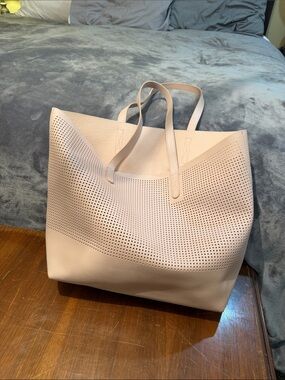 Perforated Light Blush Tote Bag with Double Top Handles